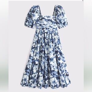 Abercrombie & Fitch Blue and White Puff Sleeve Sundress